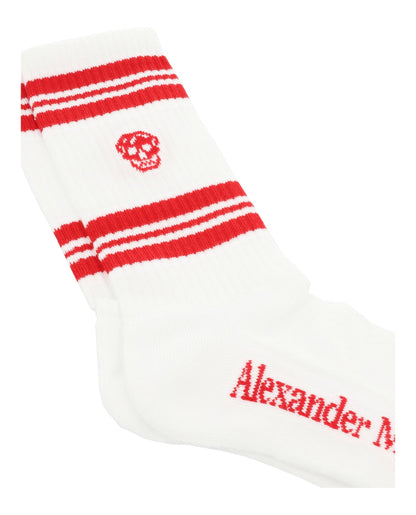 Alexander McQueen Striped Skull Logo Socks