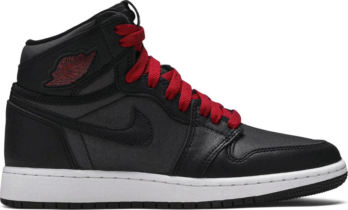 Air Jordan Grade School Retro 1 High Og 'Black Satin Gym Red Black' Gs Sneakers