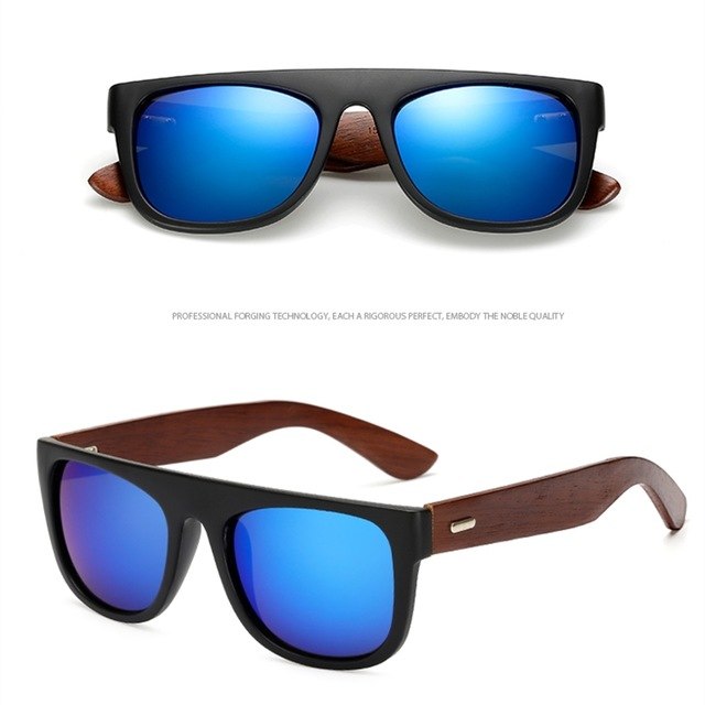 Bamboo Wooden Arms Sunglasses Men Women Black Sunglasses