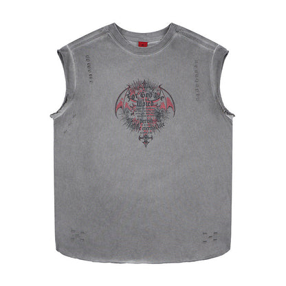 Cross made old dirty wide shoulder vest
