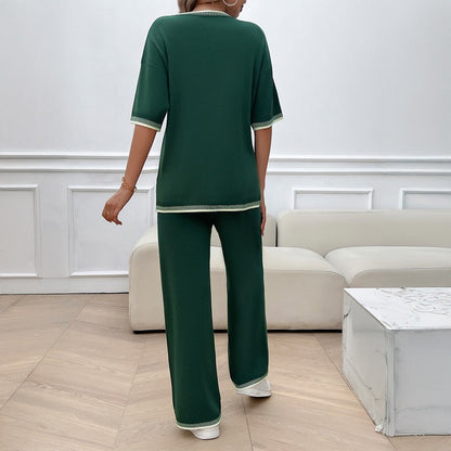 European and American Women’s Spring and Summer Casual Temperament Sweater and Pants Set