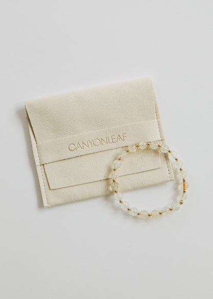 Citrine Gemstone + 14K Gold Filled Beaded Stretch Bracelet