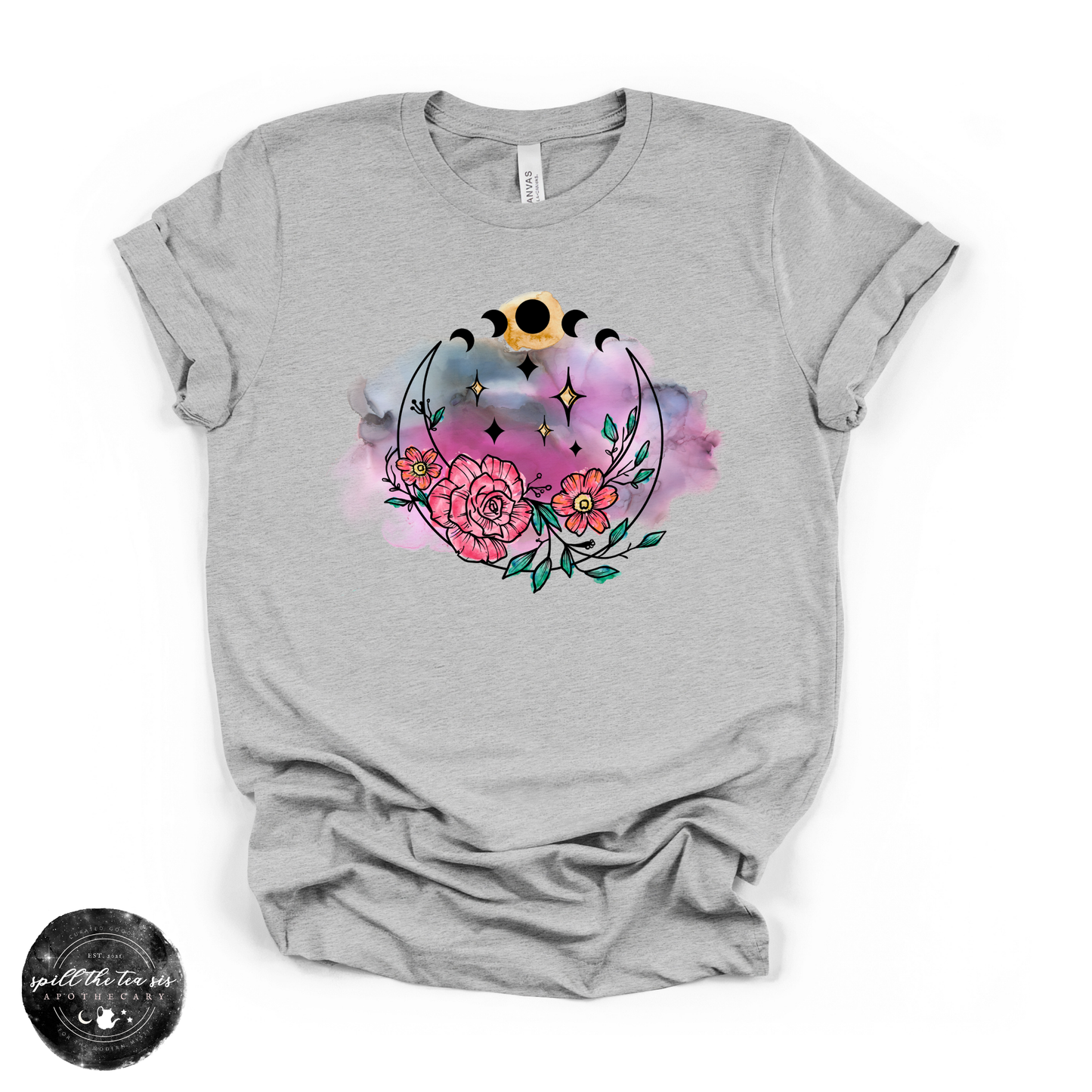 Flowering Full Moon Tee | Floral Celestial Graphic T-Shirt