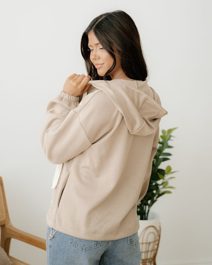 Brielle Bow Embroidered Zip Up Hoodie