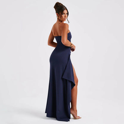 Pleated Strapless Maxi Dress