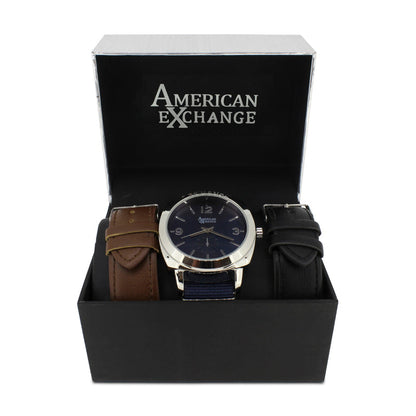 American Exchange Blue And Silver Mens Watch With Interchangeable Straps 5477