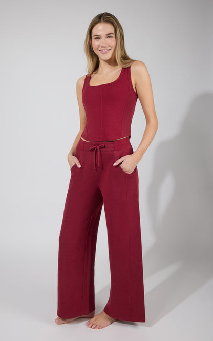 90 Degree by Reflex Terry Corset Tank & Fleece Wide Leg Pant Set