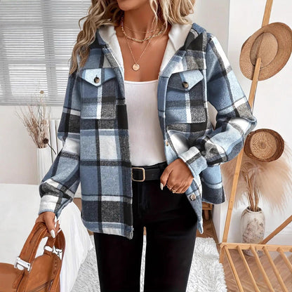 Plaid Hooded Casual Jacket