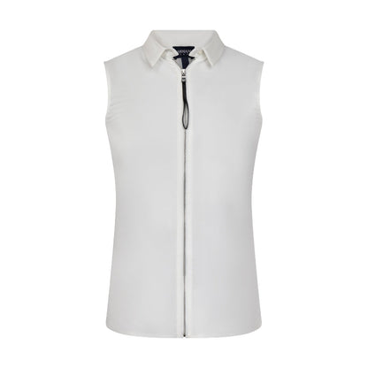 Armani Jeans Women's White Sleeveless Zip Shirt - Size 6