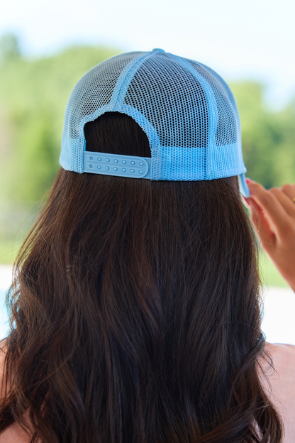 Get Your Mahj On White/Baby Blue Embroidered Trucker Hat