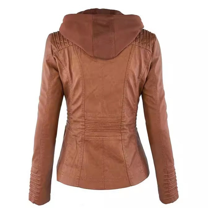 Women's Detachable Leather Jacket