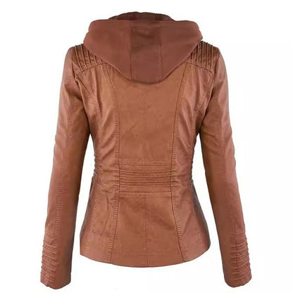 Women's Detachable Leather Jacket