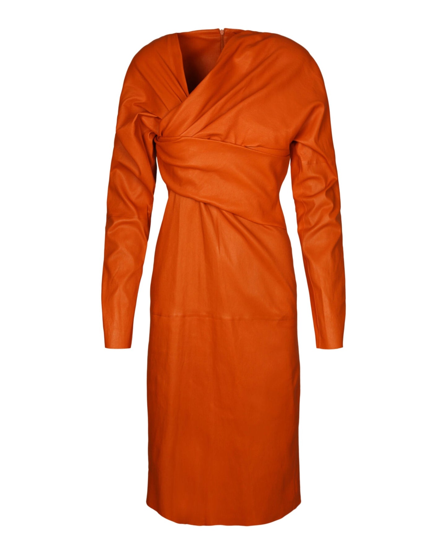 Bottega Veneta Draped Leather Midi Dress