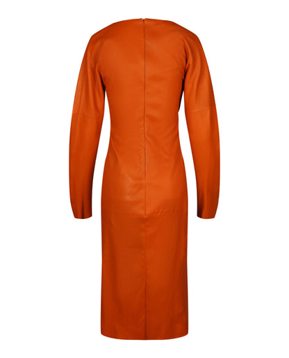 Bottega Veneta Draped Leather Midi Dress