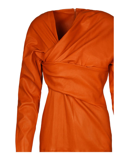 Bottega Veneta Draped Leather Midi Dress
