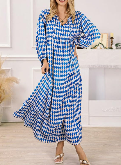 ✨Women's Puff Sleeve Floral Boho Maxi Dress
