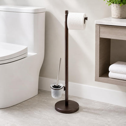 Freestanding Toilet Brush with Toilet Paper Holder – Bathroom Cleaning & Storage Stand