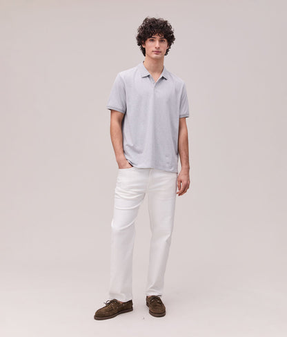 Mens Recycled Cotton Polo - Recycled Jersey - Heather Grey