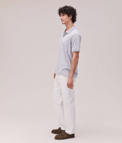 Mens Recycled Cotton Polo - Recycled Jersey - Heather Grey