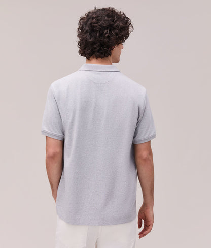 Mens Recycled Cotton Polo - Recycled Jersey - Heather Grey