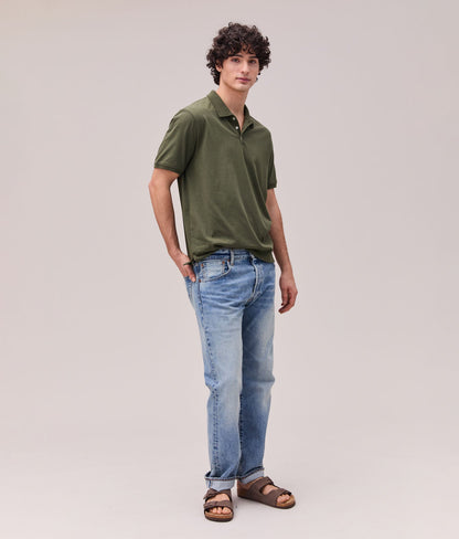 Mens Recycled Cotton Polo - Recycled Jersey - Surplus Green