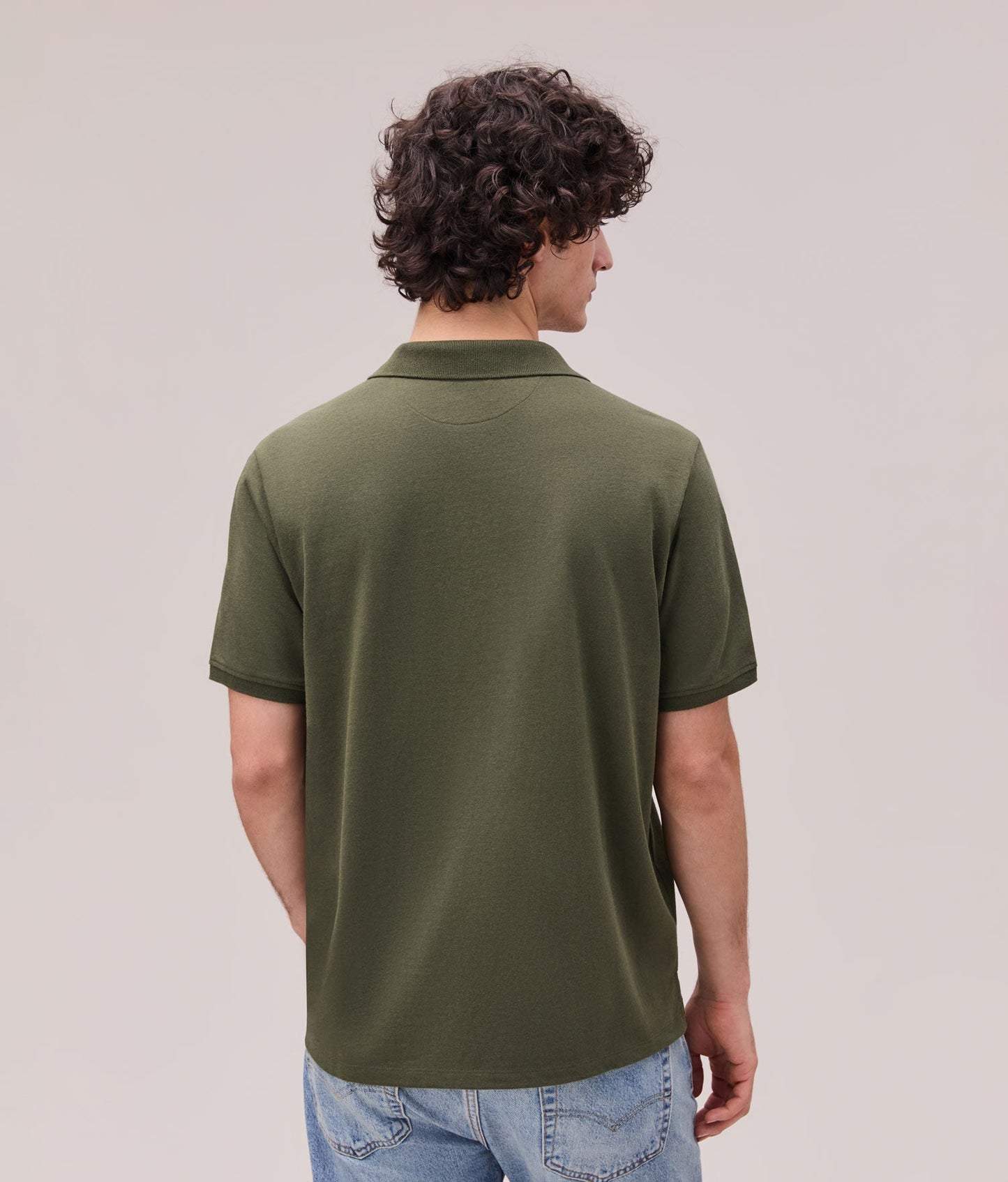 Mens Recycled Cotton Polo - Recycled Jersey - Surplus Green