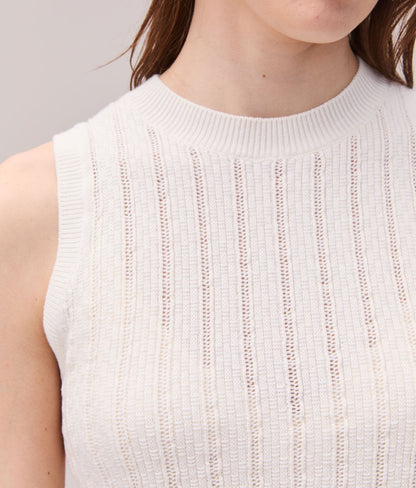 Womens Organic Cotton Knit Tank - Cotton Sweater Knit - Coconut Milk