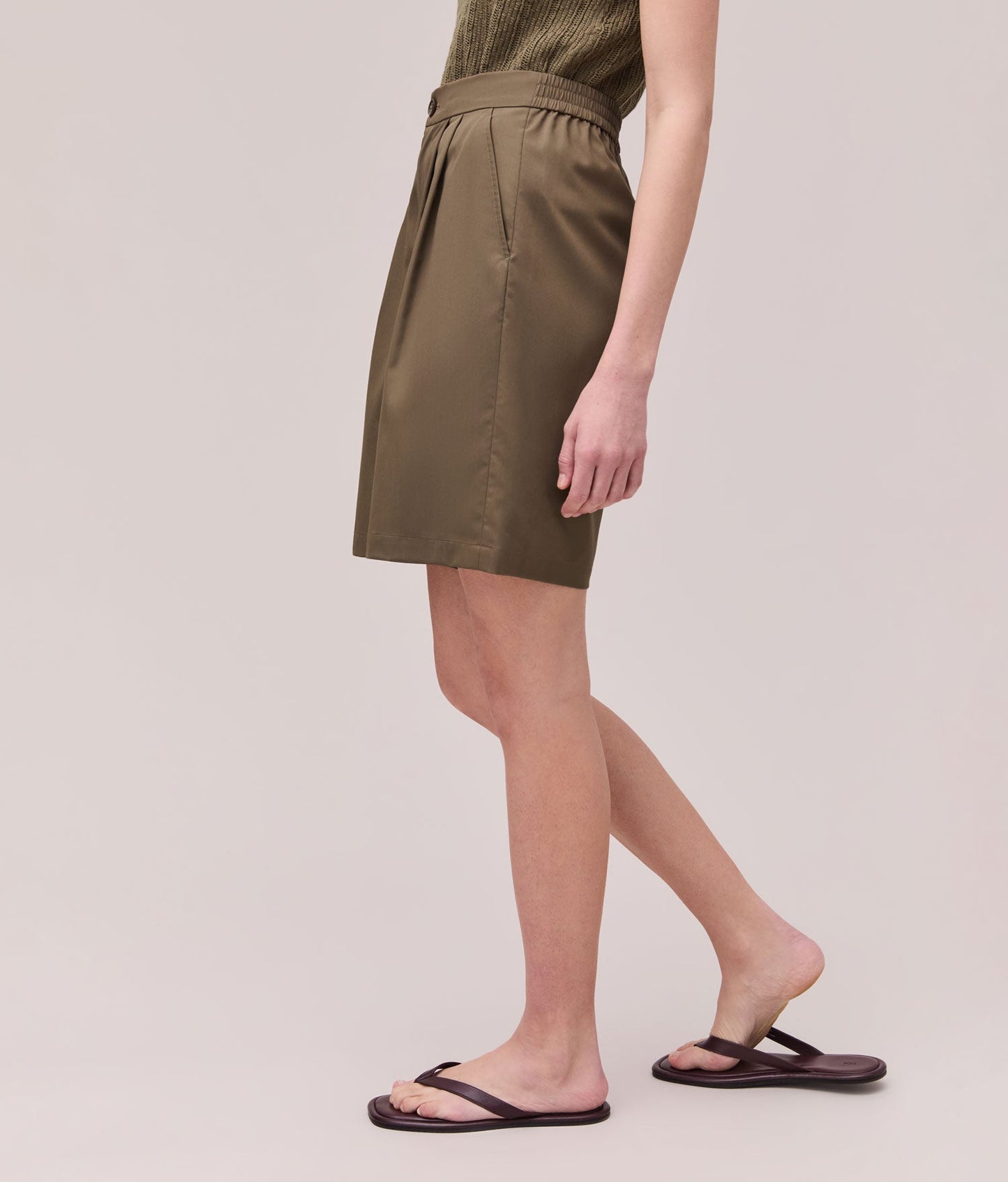 Womens Sophia Resort Short - Modal Blend Woven - Olive Grey