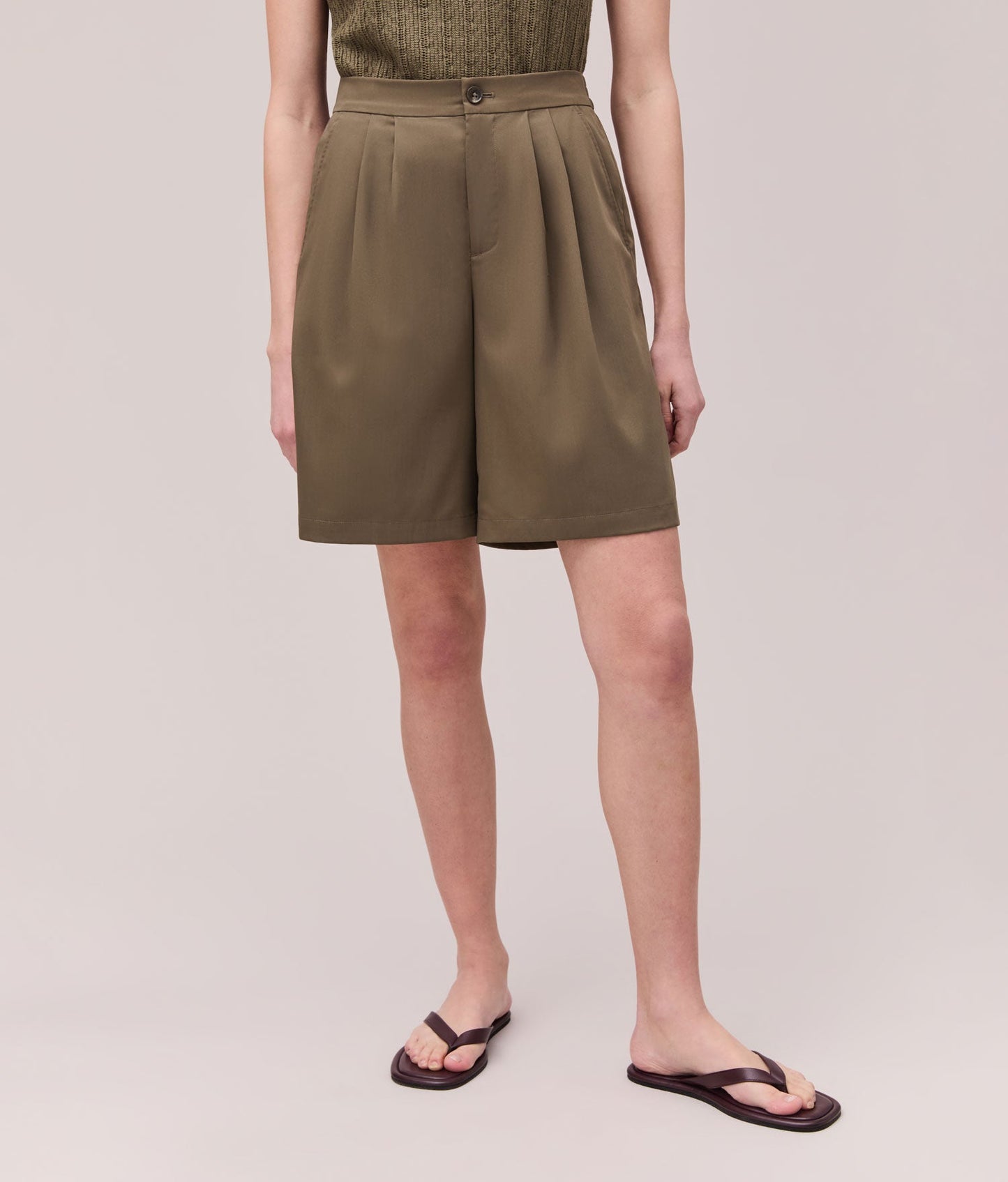 Womens Sophia Resort Short - Modal Blend Woven - Olive Grey