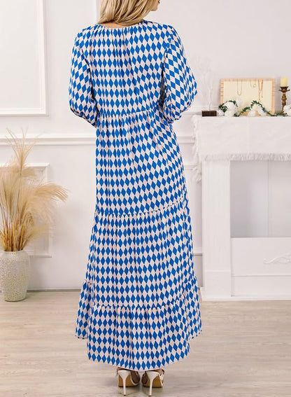 ✨Women's Puff Sleeve Floral Boho Maxi Dress