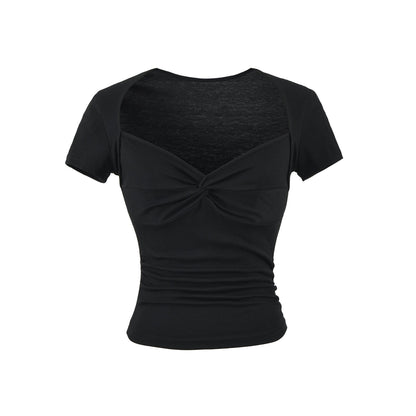 Square neck short sleeved T-shirt for women
