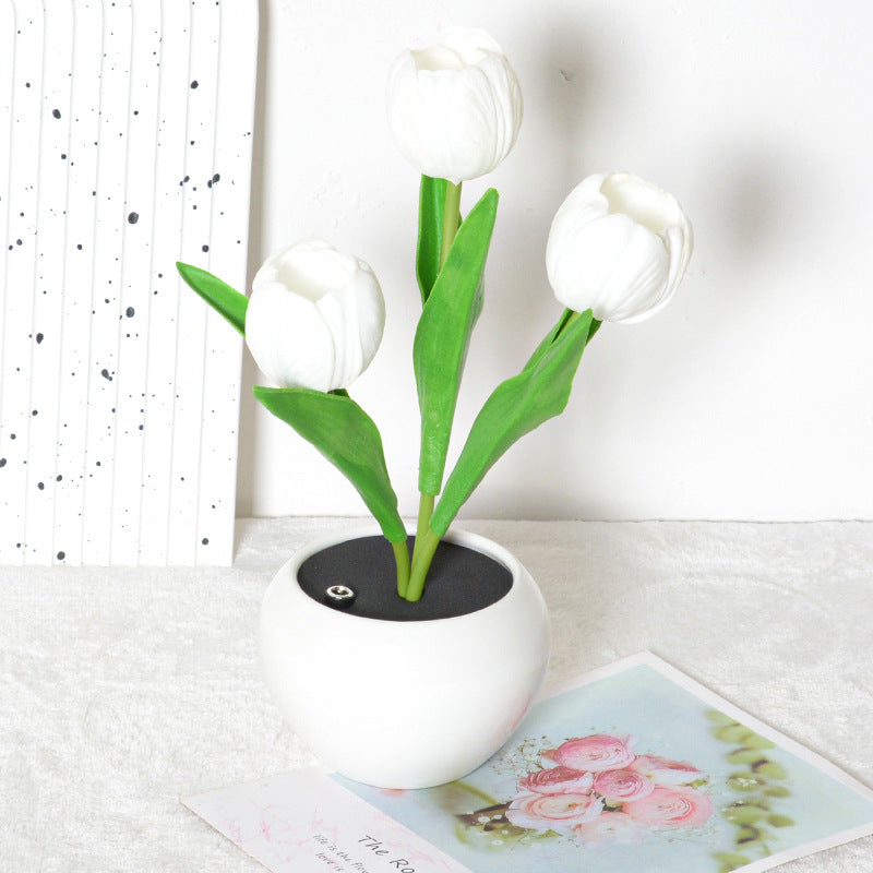 Rechargeable Tulip Night Light LED Simulation Flower Creative Table Light Home Decoration Bedroom Decoration Atmosphere Light