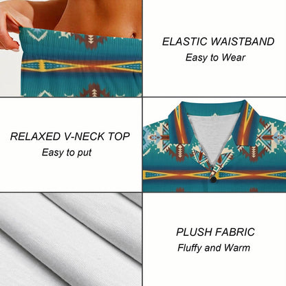 Baha Ranch Teal Aztec Women's Pajama Set Made in America