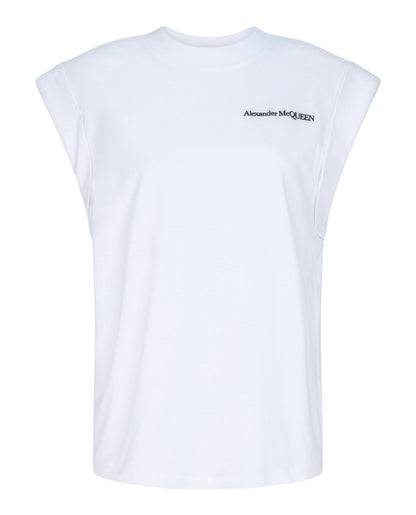 Alexander McQueen Logo Embroidered Cotton T-Shirt