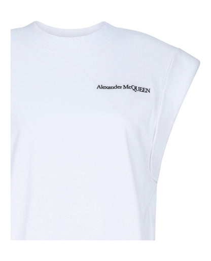 Alexander McQueen Logo Embroidered Cotton T-Shirt