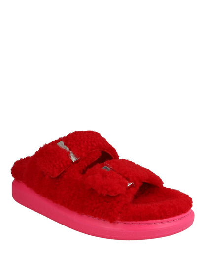 Alexander McQueen Women's Shearling Slide Sandals