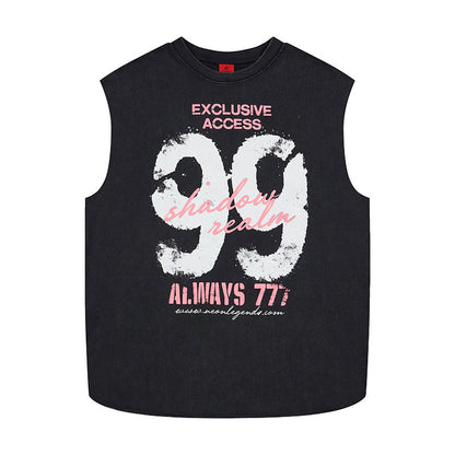99 printed wide shoulder vest