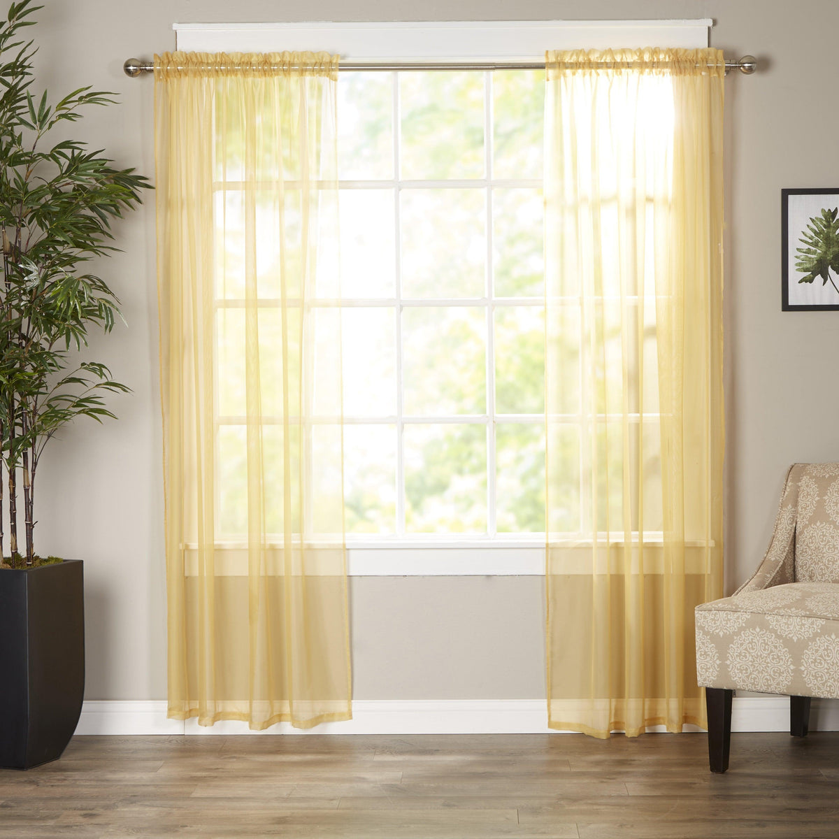 Elegant Comfort Set of 2 Sheer Curtain Panels - Rod Pocket