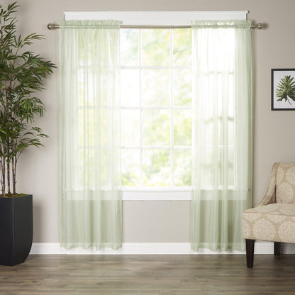 Elegant Comfort Set of 2 Sheer Curtain Panels - Rod Pocket