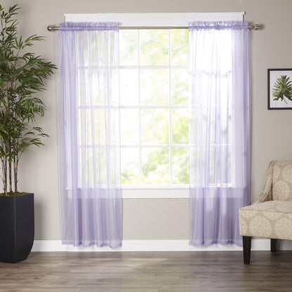 Elegant Comfort Set of 2 Sheer Curtain Panels - Rod Pocket