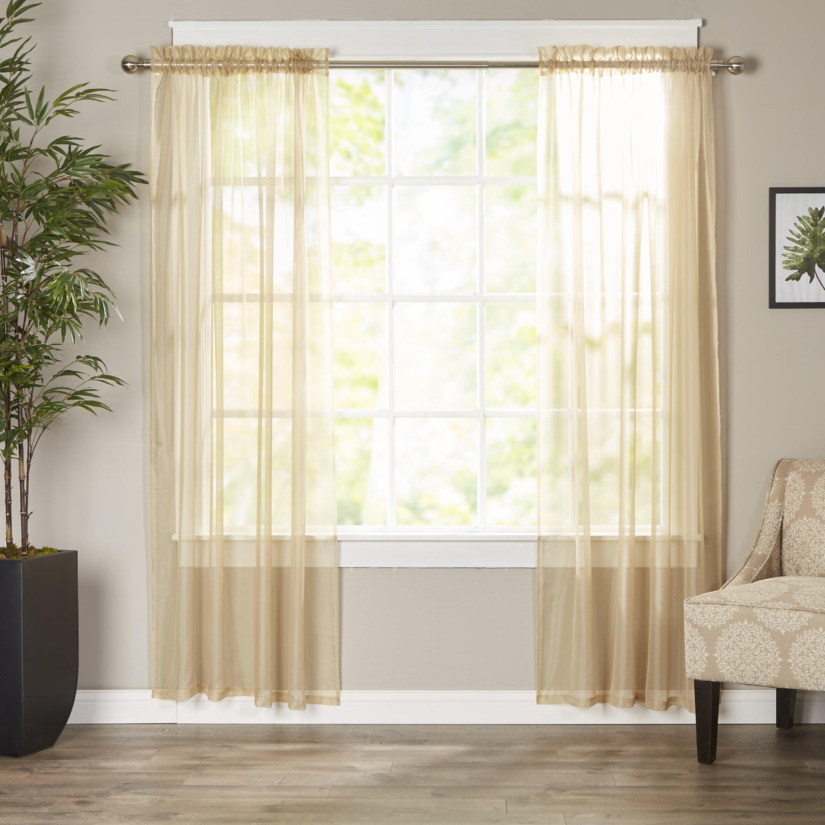 Elegant Comfort Set of 2 Sheer Curtain Panels - Rod Pocket