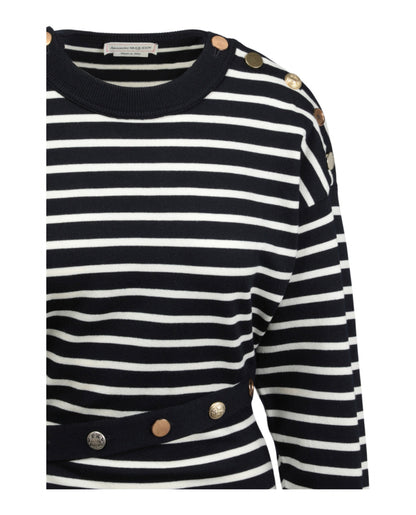 Alexander McQueen Mixed Buttons Striped Dress