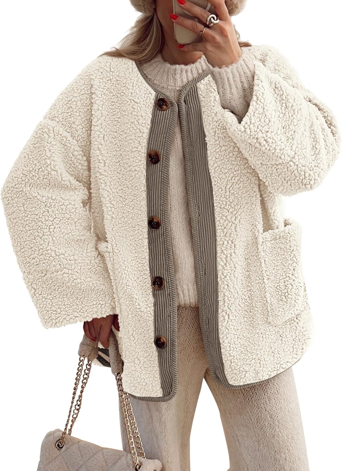 Women's Button Sherpa Jacket