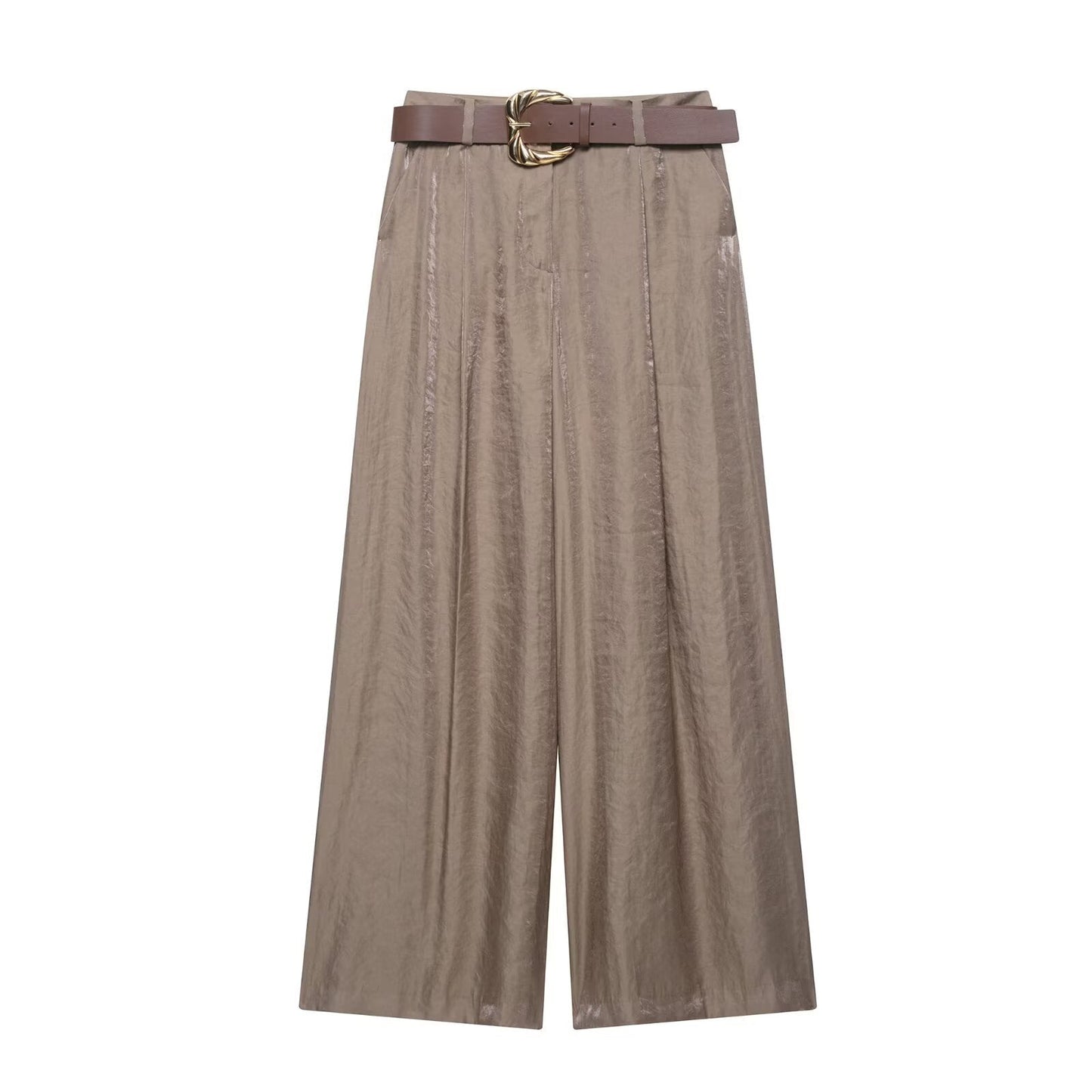 Comes with waistband silk satin wide leg pants