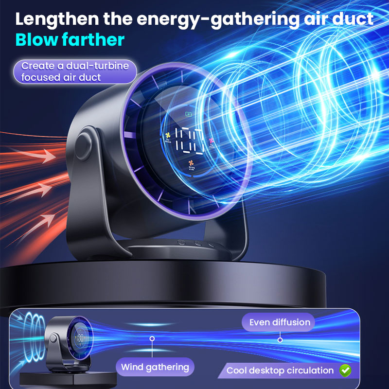 100-Speed Rechargeable Desk Fan