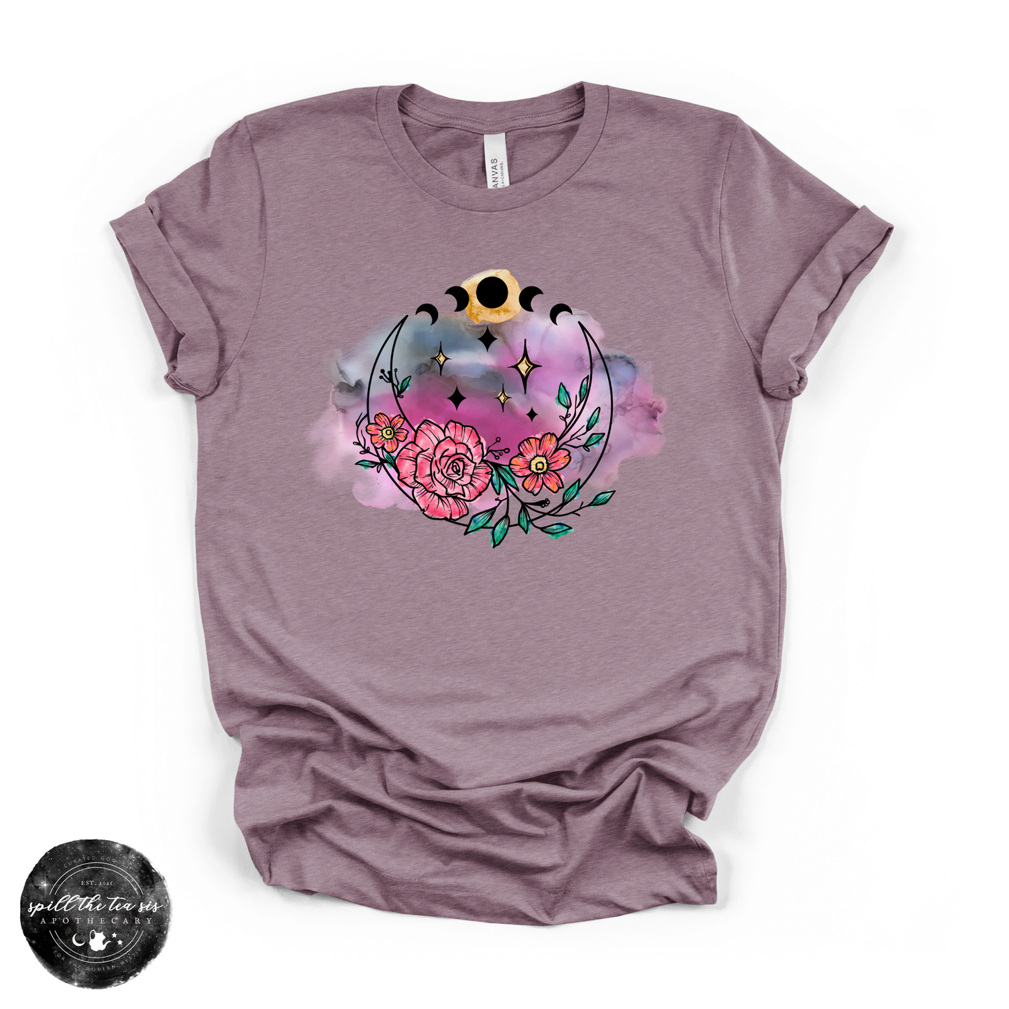Flowering Full Moon Tee | Floral Celestial Graphic T-Shirt