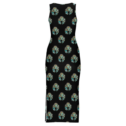 Baha Ranch Turquoise Naja Sleeveless Bodycon Side Slit Maxi Dress