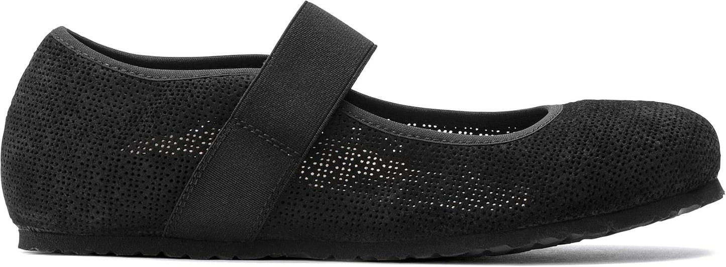 Birkenstock Women's Tess Suede Leather Black Ballet Flats