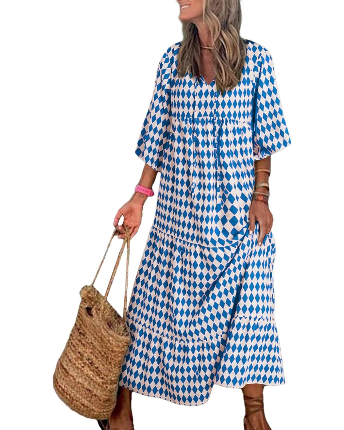 ✨Women's Puff Sleeve Floral Boho Maxi Dress
