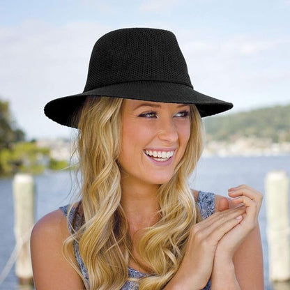 Wallaroo Victoria Fedora Packable Sun Hat - Black XL